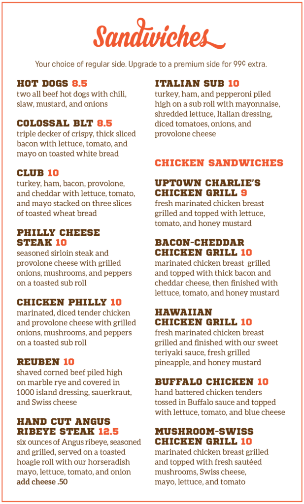 Sandwiches Uptown Charlie’s